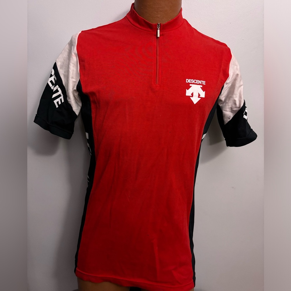 Vintage Descente cycling jersey 80s/90s made in Japan Red/Black retro
